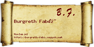 Burgreth Fabó névjegykártya
